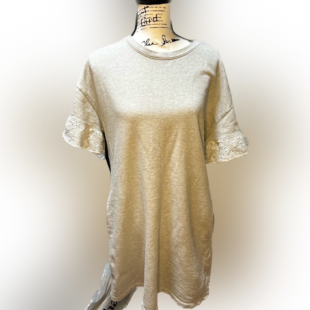 Sanctuary Gray Tamara Eyelet Ruffle Lace
Trim Sleeves Cotton Grey Dress M